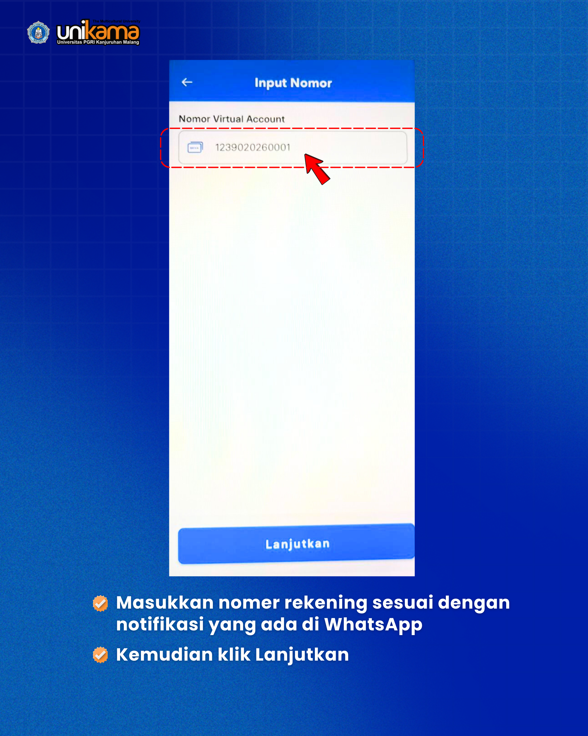 Step 2 Input Nomor VA BRIMO